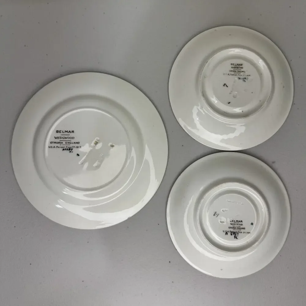 Wedgwood Belmar Plates Set 1917 Antique Dinnerware Floral Basket